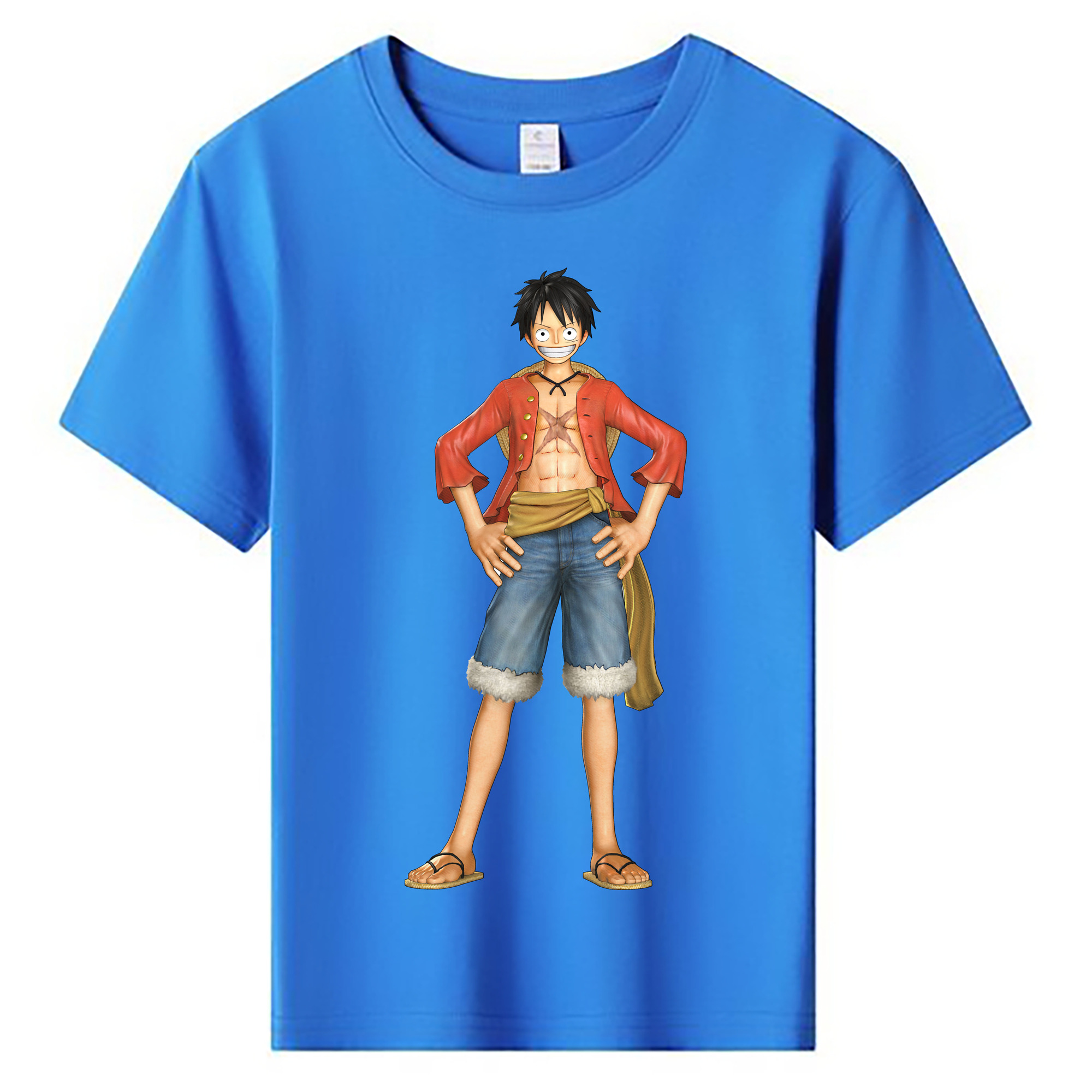 ワンピース モンキー・D・ルフィ ONE PIECE Monkey D. Luffy 綿100％キッズTシャツ（フロントプリント）